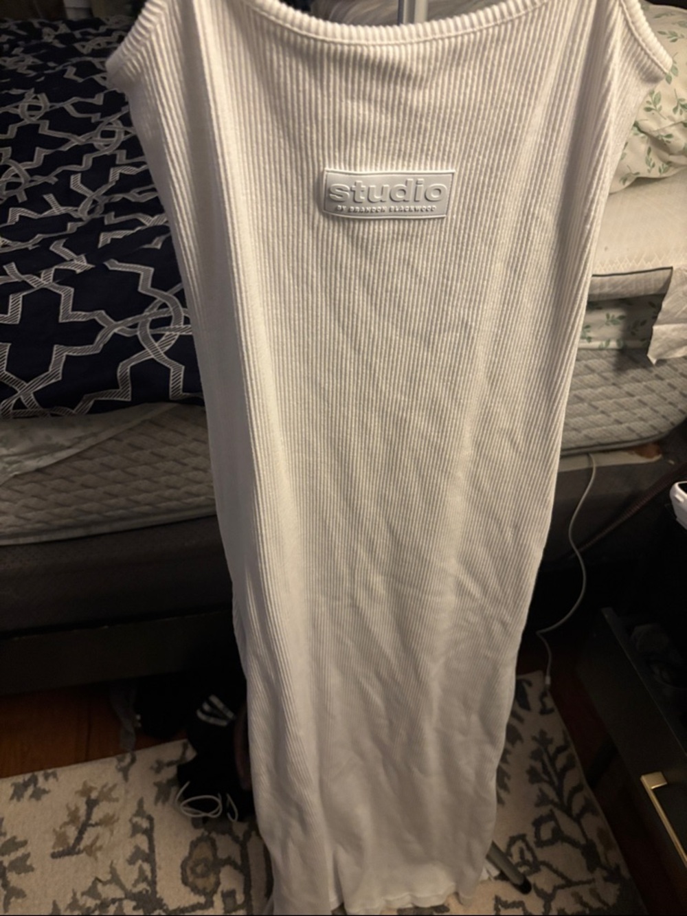 Brandon Blackwood White Ribbed Maxi Dress